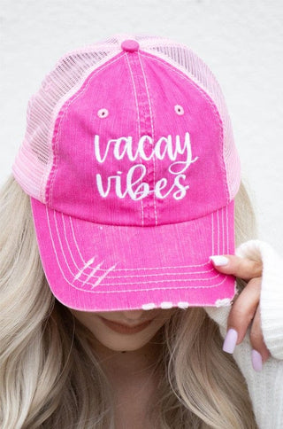 Vacay Vibes Embroidered Trucker *Onlinde Only* - Premium  at Lonnys NY - Just $42.90! Shop Womens clothing now 