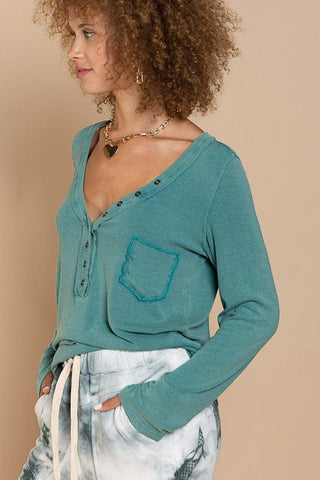 V-neck Button Down Long Sleeve Top *Online Only* - Premium  at Lonnys NY - Just $65! Shop Womens clothing now 