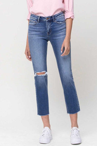 Mid-Rise Straight Crop Jeans *Online Only* - Premium  at Lonnys NY - Just $75! Shop Womens clothing now 