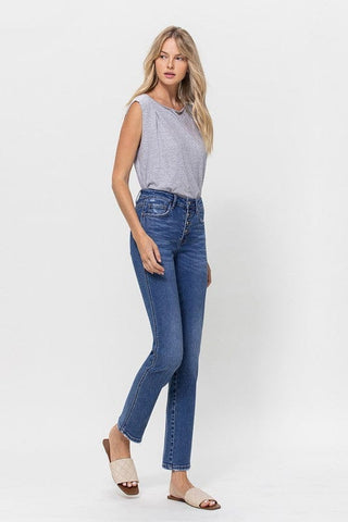 Stretch Mid-Rise Straight Leg w/ Button Up  *Online Only* - Premium  at Lonnys NY - Just $82! Shop Womens clothing now 