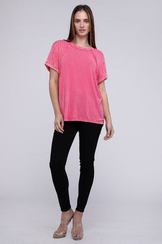 Ribbed Raglan Dolman Sleeve Boat-Neck Top - Premium  at Lonnys NY - Just $35! Shop Womens clothing now 