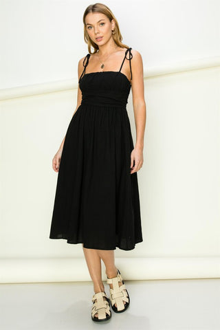 Get a Clue Tie-Strap Midi Dress *Online Only* - Premium dress at Lonnys NY - Just $39.20! Shop Womens clothing now 