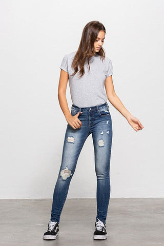 MID-RISE PREMIUM BODY DISTRESSED ANKLE SKINNY *Online Only* - Premium  at Lonnys NY - Just $84! Shop Womens clothing now 