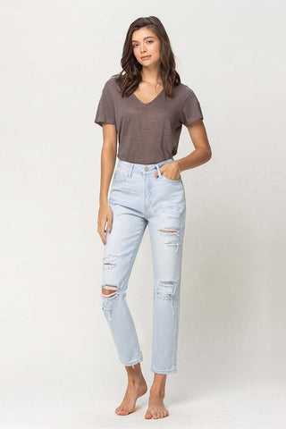 High Rise Distressed Straight Jeans *Online Only* - Premium clothing at Lonnys NY - Just $63! Shop Womens clothing now 