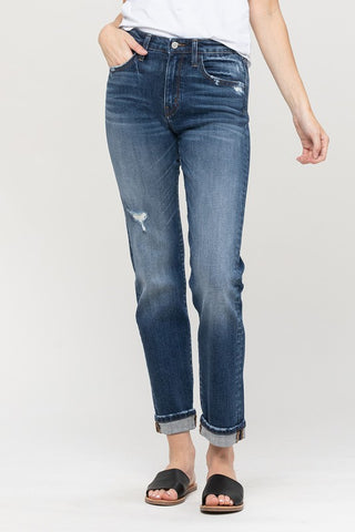 Cuffed Stretch Boyfriend *Online Only* - Premium  at Lonnys NY - Just $90! Shop Womens clothing now 