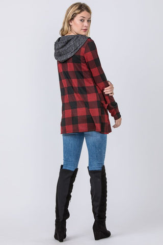 Buffalo Plaid Hooded Cardigan *Online Only* - Premium clothing at Lonnys NY - Just $72! Shop Womens clothing now 