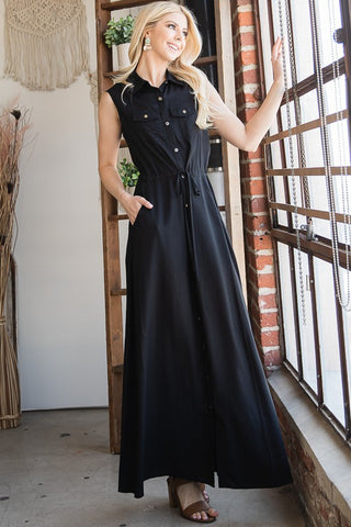 Button Down Maxi Dress *Online Only* - Premium dresses at Lonnys NY - Just $75! Shop Womens clothing now 