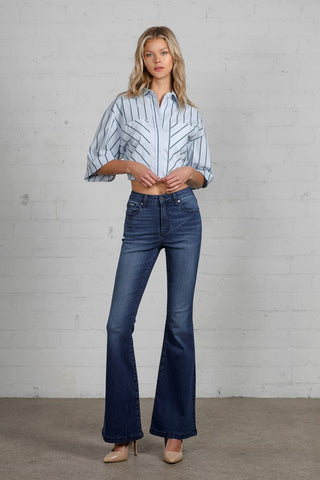 High Rise Wider Flare Jeans *Online Only* - Premium clothing at Lonnys NY - Just $88! Shop Womens clothing now 