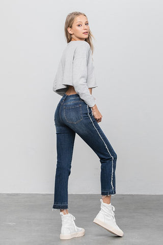 Frayed Hem Cropped Straight Jeans *Online Only* - Premium clothing at Lonnys NY - Just $80! Shop Womens clothing now 