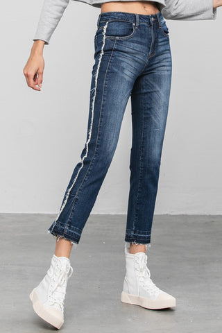 Frayed Hem Cropped Straight Jeans *Online Only* - Premium clothing at Lonnys NY - Just $80! Shop Womens clothing now 