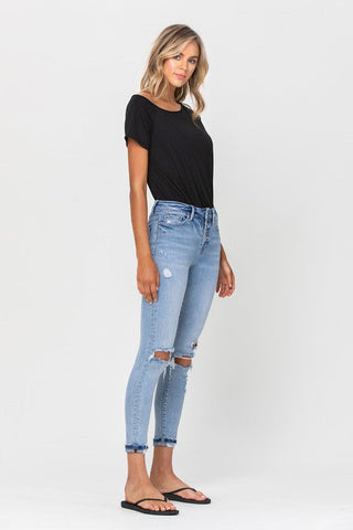 High Rise Button Up Ankle Skinny w/ Cuff - Premium  at Lonnys NY - Just $75! Shop Womens clothing now 