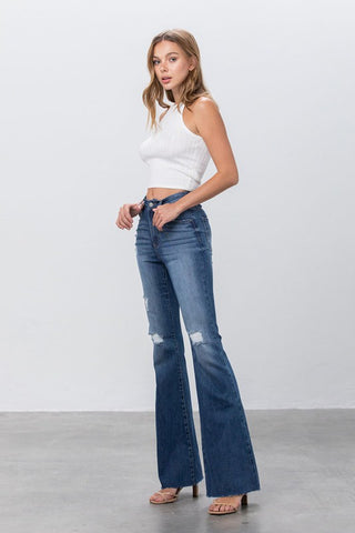 Mid Rise Dark Wash Flare Jeans *Online Only* - Premium clothing at Lonnys NY - Just $75! Shop Womens clothing now 