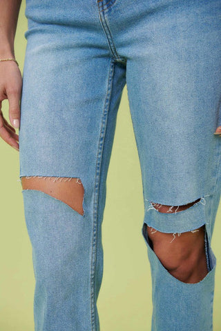 High Rise Distressed Wide Leg Jeans *Online Only* - Premium  at Lonnys NY - Just $90! Shop Womens clothing now 