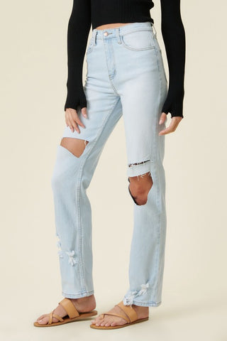 Distressed Wide Leg Jeans *Online Only* - Premium clothing at Lonnys NY - Just $71! Shop Womens clothing now 