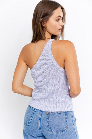 One Shoulder Tape Yarn Knit Top  * Online Only* - Premium Shirts & Tops at Lonnys NY - Just $42! Shop Womens clothing now 