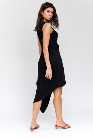 Sleeveless Twist Wrap Rib Midi Dress *Online Only* - Premium  at Lonnys NY - Just $40! Shop Womens clothing now 