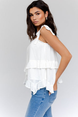 Sleeveless Asymmetrical Hem Line Tiered Top - Premium  at Lonnys NY - Just $37.13! Shop Womens clothing now 