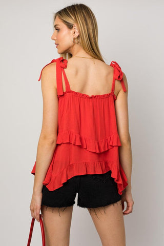 Sleeveless Asymmetrical Hem Line Tiered Top - Premium  at Lonnys NY - Just $37.13! Shop Womens clothing now 