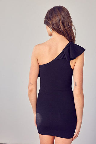 One Shoulder Ruffle Dress *Online Only* - Premium  at Lonnys NY - Just $90.53! Shop Womens clothing now 