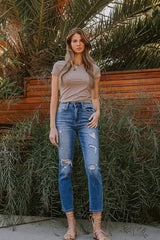 Flying Monkey Distressed Mom Jeans *Online Only* - Premium pants from VERVET by Flying Monkey - Just $62.55! Shop now at Lonnys NY