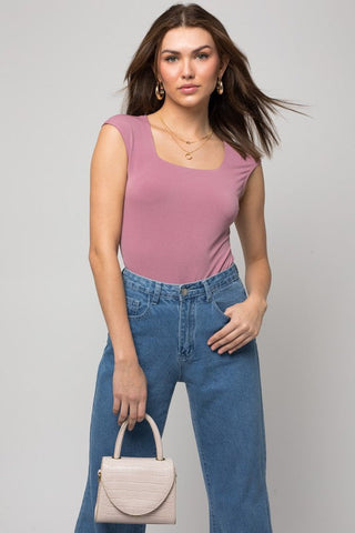 Cap Sleeve Square Neck Bodysuit *Online Only* - Premium  at Lonnys NY - Just $36! Shop Womens clothing now 