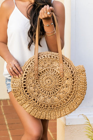 Straw Circle Tote - Premium  from Aili's Corner - Just $60! Shop now 