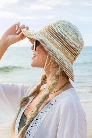 Multi-Stripe Bow Accent Bucket Sunhat - Premium  from Aili's Corner - Just $40! Shop now 