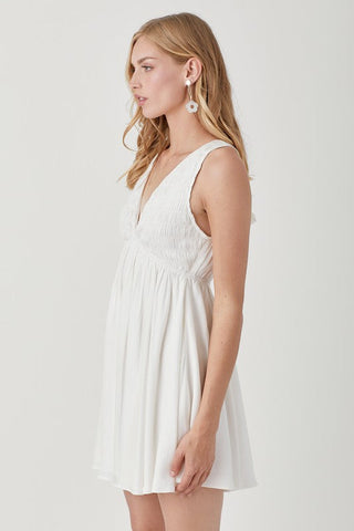 V Neck Smock Sleeveless Dress * Online Only* - Premium  at Lonnys NY - Just $75! Shop Womens clothing now 