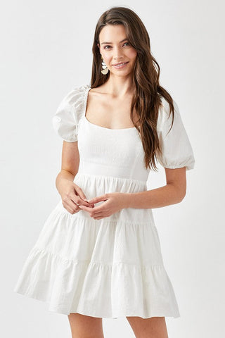 Puff Sleeve Back Double Tie Tiered Dress  *Online Only* - Premium  from Mustard Seed - Just $64.63! Shop now 