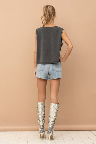 Mineral Washed Rhinestone Tank - Premium  at Lonnys NY - Just $51.98! Shop Womens clothing now 