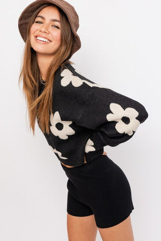 Long Sleeve Crop Sweater with Daisy Pattern  * Online Only* - Premium  from LE LIS - Just $78! Shop now 