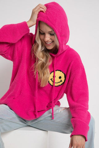 Fuzzy Cozy Hooded Smiley Sweater  *Online Only* - Premium sweaters from Blue B - Just $55! Shop now 