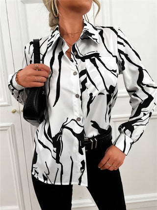 Abstract Long Sleeve Blouse *Online Only* - Premium clothing at Lonnys NY - Just $48! Shop Womens clothing now 