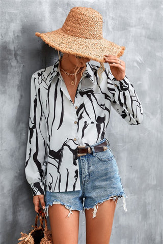 Abstract Long Sleeve Blouse *Online Only* - Premium clothing at Lonnys NY - Just $48! Shop Womens clothing now 