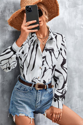 Abstract Long Sleeve Blouse *Online Only* - Premium clothing at Lonnys NY - Just $48! Shop Womens clothing now 