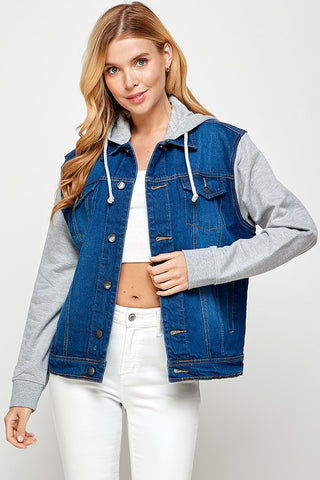 Denim Jacket with Hood *Online Only* - Premium clothing at Lonnys NY - Just $49! Shop Womens clothing now 