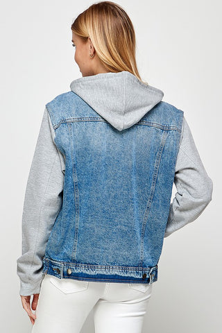 Denim Jacket with Hood *Online Only* - Premium clothing at Lonnys NY - Just $49! Shop Womens clothing now 