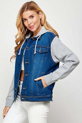 Denim Jacket with Hood *Online Only* - Premium clothing at Lonnys NY - Just $49! Shop Womens clothing now 