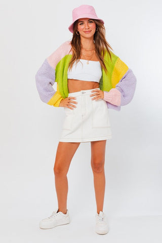 Color Block Sweater Cardigan *Online Only* - Premium  from LE LIS - Just $75! Shop now 