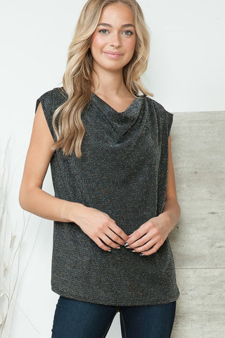 Cowl Neck Metallic Top *Online Only* - Premium clothing at Lonnys NY - Just $38! Shop Womens clothing now 