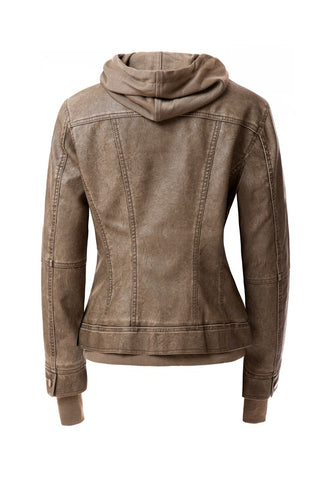 Hooded PU Leather Jacket *Online Only* - Premium clothing at Lonnys NY - Just $75! Shop Womens clothing now 