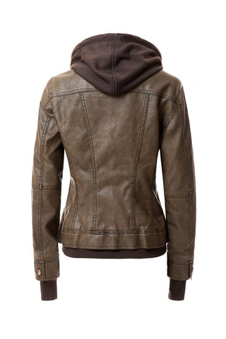 Hooded PU Leather Jacket *Online Only* - Premium clothing at Lonnys NY - Just $75! Shop Womens clothing now 