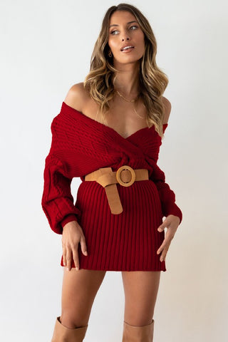 V-Neck Sweater Dress *Online Only* - Premium clothing at Lonnys NY - Just $52! Shop Womens clothing now 