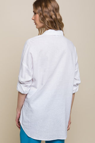 Linen Oversized Double Pocket Button Down Shirt - Premium  at Lonnys NY - Just $39! Shop Womens clothing now 