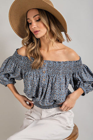 Animal Print Smocked Off the Shoulder Top *Online Only* - Premium  from eesome - Just $42.63! Shop now 