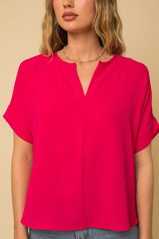 S/S V-Slit Top * Online Only* - Premium tops at Lonnys NY - Just $45! Shop Womens clothing now 