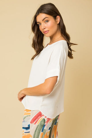 S/S V-Slit Top * Online Only* - Premium tops at Lonnys NY - Just $45! Shop Womens clothing now 