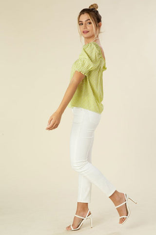 Smocked blouse with puff sleeve - Premium  from Lilou - Just $30! Shop now 