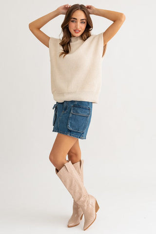 Turtle Neck Power Shoulder Sweater Vest   *Online Only* - Premium  at Lonnys NY - Just $62! Shop Womens clothing now 