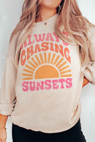 ALWAYS CHASING SUNSETS GRAPHIC SWEATSHIRT *Online Only* - Premium  at Lonnys NY - Just $66.63! Shop Womens clothing now 